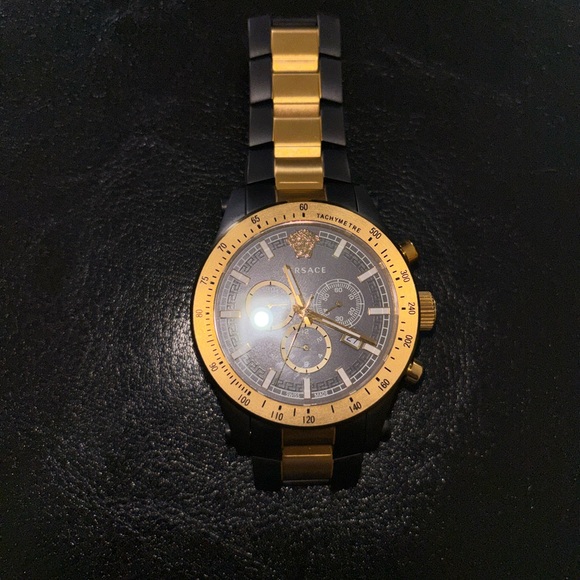 Versace Gold and Black Chronograph Watch